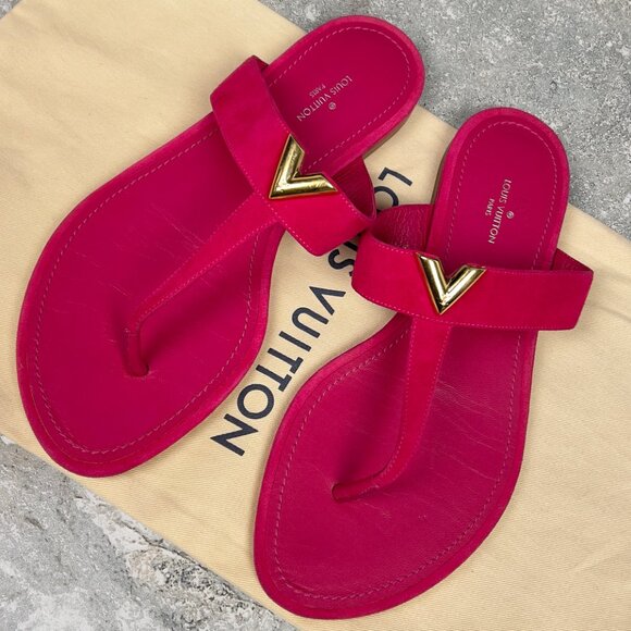 LOUIS VUITTON Bahiana Sandal Flat Pink Suede 5 UK or 8 US or 38 EUR - Picture 1 of 12